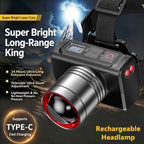Lampe Frontale Rechargeable USB - Zoom Télescopique & Capteur de Mouvement