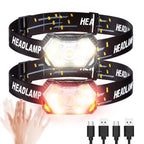 Lampe Frontale 9 LED Rechargeable - 2000 Lumens & Capteur de Mouvement