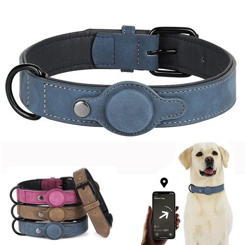 Collier pour Chien en Cuir PU - Anti-Perte avec Porte-Médaille, Réglable