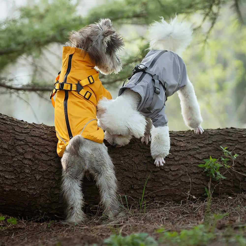 Manteau Chien Imperméable Léger avec Harnais Intégré - Bandes Réfléchissantes