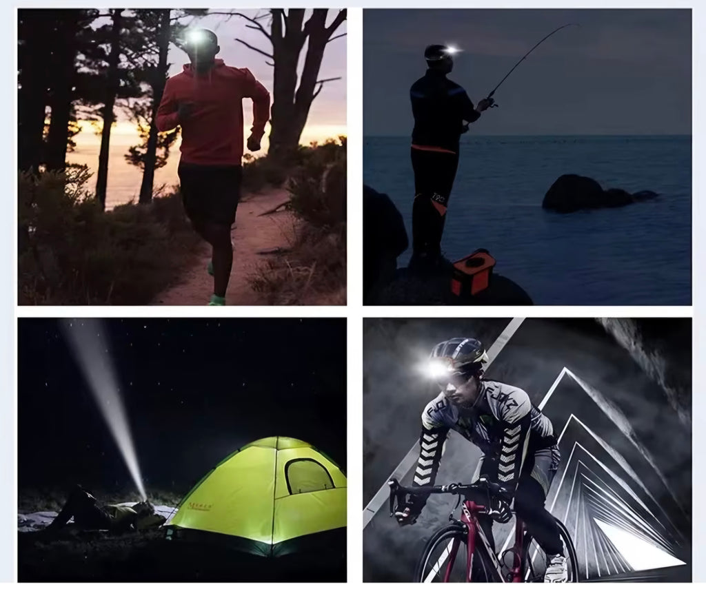 Lampe Frontale 9 LED Rechargeable - 2000 Lumens & Capteur de Mouvement