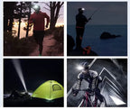 Lampe Frontale 9 LED Rechargeable - 2000 Lumens & Capteur de Mouvement